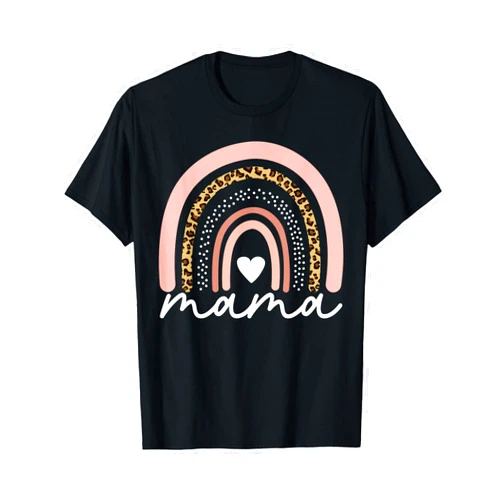 Boho Mama Rainbow Leopard Boho Rainbow Mama Leopard Mother's Day Cute Mom Heart Mommy T-Shirt