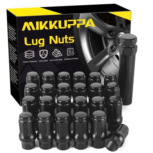 MIKKUPPA 24pcs M12X1.5 Extended Lug Nuts - Black Extended Thread Lug Nut (ET) - 17mm Hex, 1.57