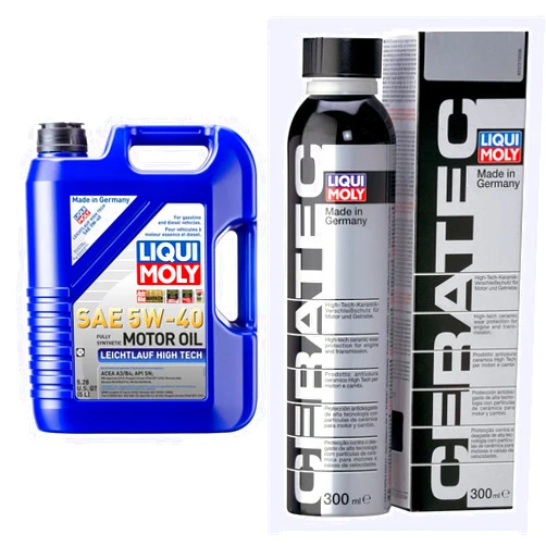 Liqui Moly 2332 Leichtlauf High Tech 5W-40 Engine Oil - 5 Liter and LIQUI MOLY Oil Additive Cera Tec 3721 Ceramic Wear & Tear Protection