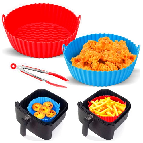 Giant Lifters 2 Pcs Silicone Air Fryer Liners 8 qt with tongs, Air Fryer Liners, Airfryer Liners, Fry Away, Silicone Air Fryer Liners, Air Fryer Silicone Liners, Air Fryer Liner Reusable, Silicone Air Fryer Basket