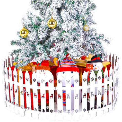 Sasylvia 18 Pcs 6.5 Ft Christmas Tree Fence White Wooden Picket Fences Xmas Tree Gate Decorations Barrier for Home Indoor Outdoor Garden Wedding Party, 12 in Tall