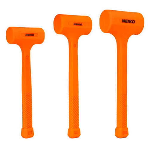 NEIKO 02888A Dead Blow Hammer Set, 3pc Neon Orange Deadblow Mallet, 1lb, 2lb, 3lb Hammers, Spark and Rebound Resistant, Unibody Molded, Checkered Grip