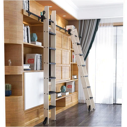 CCTC Retractable Rolling Ladder Hardware Library Sliding Ladder Hardware Kit Round Track/Rail(No Ladder)+Floor Roller,3.3-20ft,Steel Round Tube Mobile Ladder Track for Home/Indoor/Loft/Library