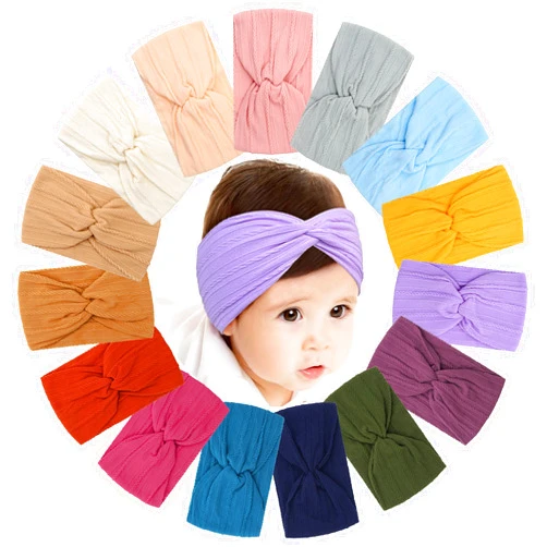 BBGifts 15PCS Baby Nylon Headbands 3.5 inches Handmade Jacquard Weave Elastic Headbands for Baby Girls Newborn Infant Toddlers Kids