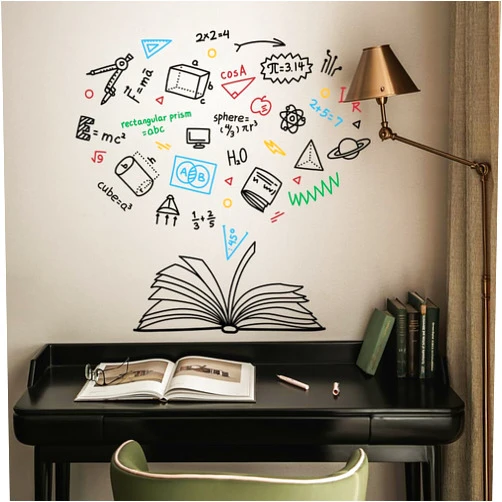SUPERDANT Math Book Wall Decals Mathematical Symbols Wall Stickers & Murals Wall Decals for Classroom Kid's Room Bedroom Livingroom Nursery Vinyl Wall Art Sticker
