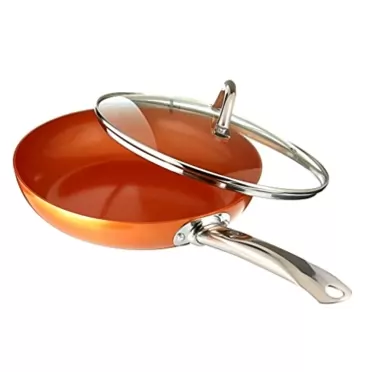 Copper Chef 10 Inch Round Frying Pan With Lid - Skillet with Ceramic Non Stick Coating. Perfect Cookware For Saute And Grill