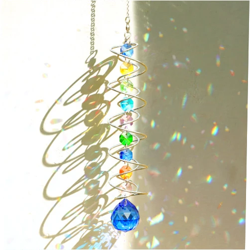 GWAHSA Sun Catchers Gazing Ball Spiral Tail Wind Spinner with Crystal Suncatcher for Hanging Ornaments Decorative Indoor Outdoor Windows Prism Rainbow Maker Car Mirror Home Yard Garden Decor