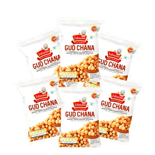 Jabsons - Jaggery Coated Roasted Chickpeas (Gud Chana), 150g (Pack of 6)