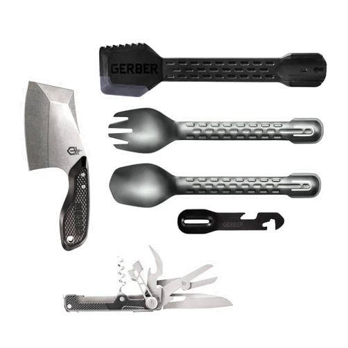 Gerber Gear Around Camp Kit - Includes Tri-Tip Mini Cleaver, Armbar Cork Multi-Tool & ComplEAT Multi-Tong - Premium Camping Equipment