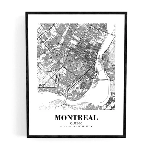 Eleville 11X14 Unframed Montreal Canada City View Abstract Road Modern Map Art Print Poster Wall Office Home Decor Minimalist Line Art Hometown Housewarming wgn408