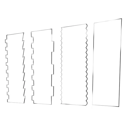 TTSAM 4 Pieces Large Clear Acrylic Cake Scraper Set Cakes Smoother Scraper Cake Stripes Edge Contour Comb for DIY Icing Frosting Buttercream Cream Decorating Kitchen Baking Tool Mousse Pastry Cutter