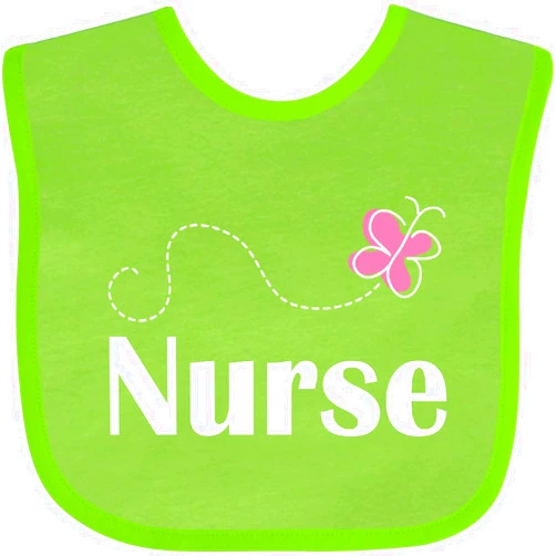 inktastic Nurse Pink Butterfly Baby Bib