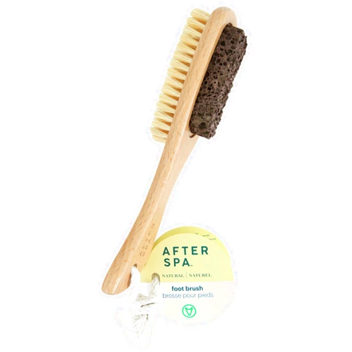 AFTERSPA Foot Scrubber Brush by Afterspa, Double Sided Exfoliator Dry Brush with Handle and Pumice Stone, Pedicure for Feet, Vegan and Cruelty-Free
