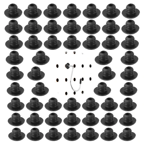 PEUTIER 60pcs Pegboard Hook Locks, Peg Hook Stoppers Fit for 1/4 Inch Peg Board Hooks Tool Organizer Pegboard Peg Locks for Stopping Hooks from Falling Off (Black)