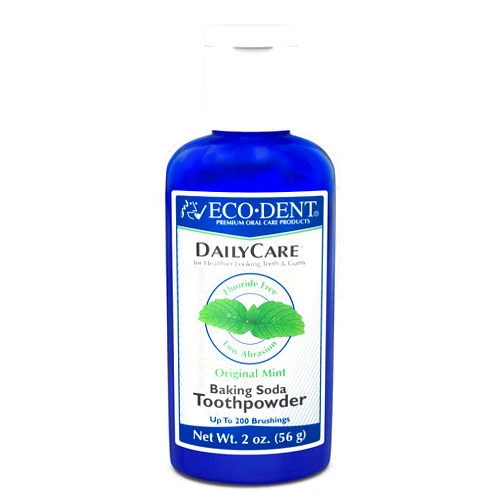 Eco-Dent DailyCare Baking Soda Toothpowder, Original Mint - SLS & Fluoride-Free Toothpaste Powder with Minerals & Essential Oils, Toothpaste Alternative + DailyRinse Single-Use Pack