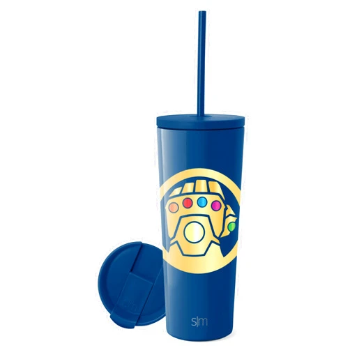 Simple Modern Marvel Thanos Insulated Tumbler Cup with Flip Lid and Straw Lid | Gifts for Women Men Reusable Stainless Steel Water Bottle Travel Mug | Classic Collection | 24oz Thanos Infinity