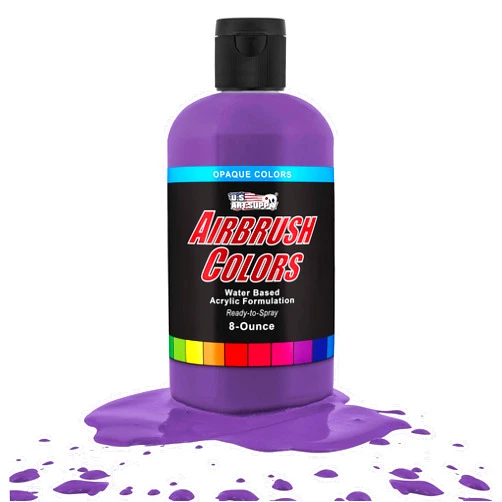 U.S. Art Supply Ready to Spray Deep Purple Opaque Airbrush Paint - 8oz Bottle, Professional Grade Non-Toxic Water-Based Colors for Vibrant & Permanent Results