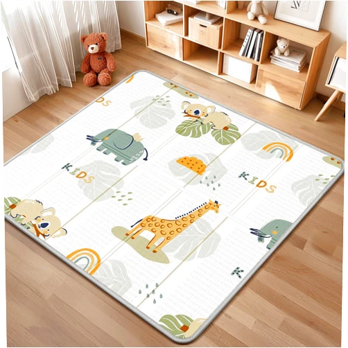 PIGLOG Foldable Baby Play Mat, PIGLOG 50x50 Playpen Mat, Waterproof Playmats for Babies and Toddlers Kids, Safe Foam Playmat for Tummy Time, Reversible Portable Baby Floor Mat for Infant, Giraffe + Elephant