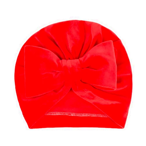 Qiansail Baby Girls Kids Velvet Hat Bow Newborn Toddler Hairband Headband Turban Head Wrap Cap Hair Accessories