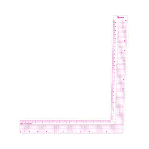 KEARING 12 Inch Plastic L-Square Rule Clear Sewing Ruler for Pattern Making, Fabric Sewing Measuring Supplies