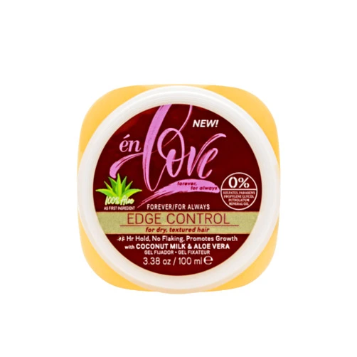 én Love Forever for Always Edge Control Hair Gel with Natural Coconut Milk, Pure Aloe Vera and Argan Oil | 48 Hours Extra Hold Pomade | Promotes Growth | No Flaking | Braid Gel & Locs | 3.38oz