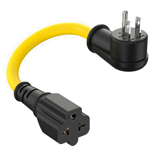 ADCAUDX 1-FT 12AWG Right-Angle 15 Amp Household AC Plug to 20-Amp Adapter Cable,Nema 5-15P to 5-20R,5-15P to 6-15R/20R T-Blade 20Amp to 15Amp 90-Degree Plug Adapter Cable,125V 15A to 250V 20A Extension Cord
