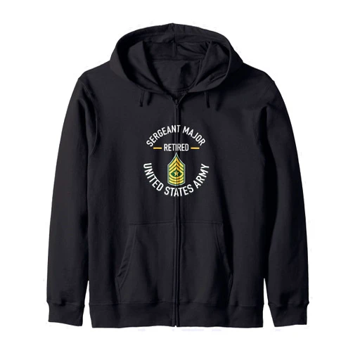 J.Bergsonn U.S. Military Army SGM Retirement Sergeant Major SGM Retired Army Military Retirement Gifts Zip Hoodie