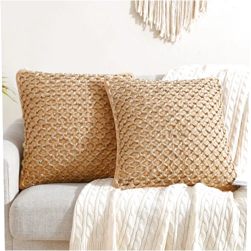 Boho Living Jada Premium Woven Design, Living Room Décor, Decorative Throw, (2) 18