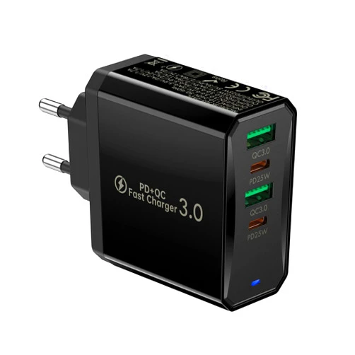 Weboyo Multi Ports European USB C Charger Travel Plug Adapter Europe Block Cube Fast Charge PD 25W QC 20W EU Euro Multiple International adaptor for Apple iPhone 15 14 13 12 Pro Max plus Samsung S24 S23 S22