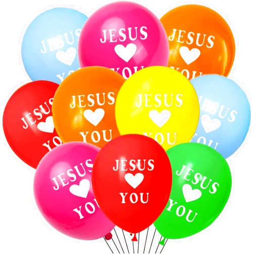 Generic 72 Pcs Jesus Loves You Balloon Christian Religious Jesus Balloon for Sunday School Supplies He Is Risen Easter Party Favors