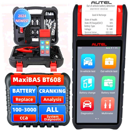 Autel MaxiBAS BT608 OBD2 Scanner Intelligent Battery Health Cold Cranking Ability Electrical System Adaptive Conductance, 100-3000CCA Battery Test(BT608)