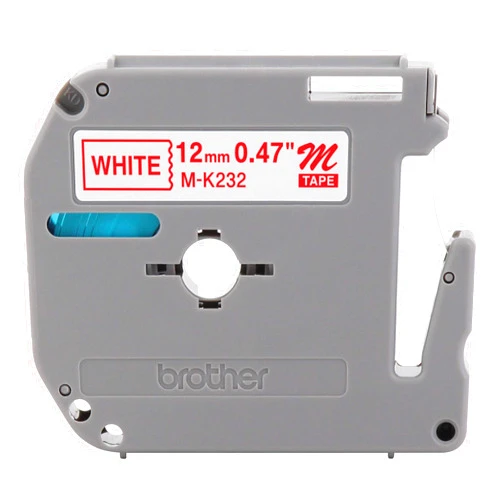 Brother MK-232 1/2in Labeling Tape (Red on White Tape for Use with PT-65, 85, 100 & 110)