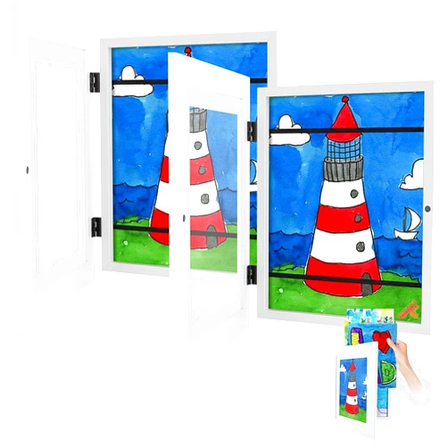 Golden State Art 8.5x11 Kids Art Frames Front-Opening Great for Kids Drawings, Artworks, Children Art Projects, Schoolwork, Home or Office (White, Set of 2)