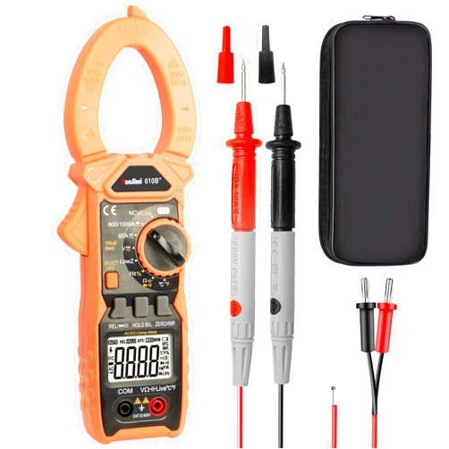 RuoShui Digital Clamp Meter Multimeter Tester AC/DC Current Clamp 1000A TRMS 6000 Counts Auto Ranging Amp Volt Meter Voltage Tester,VFC,LOZ Mode,Inrush Current Voltage Hz/% Resistance Temp Continuity