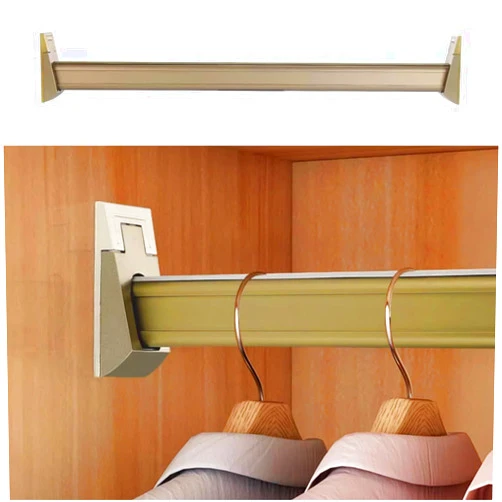 SUCHETA Wall Mounted RV/Closet/Laundry Closet Rod, Heavy Duty Cuttable Metal Clothes Rail with Bracket Kit, 160 150 140 130 120 110 100 90 80cm Long (Color :Champagne Color, Size :50cm/1