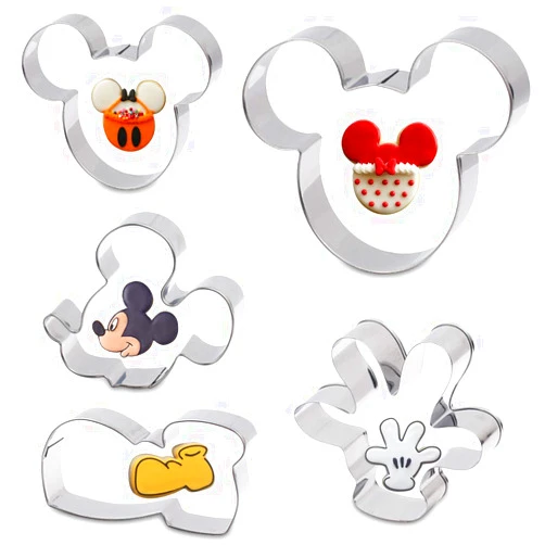 Aosdanting Cookie Cutter for Kids - Sandwich Cartoon of Mickey Mouse Cookie Cutter Shaped Biscuit Mould for DIY Cake Craft Bakeware Decoration Stainless Steel Cutter Set 5 pcs