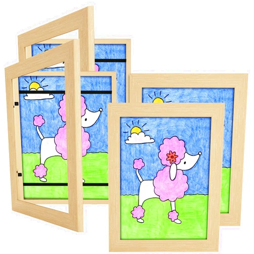 JDZIVTOP 4 Pack 8.5x11 Kids Art Frames Natural, Kids Artwork Frames Changeable Child Artwork Picture Display Front Opening, Rustic Children Storage Frame Hold 50pcs Craft, Drawing, Art Project, Schoolwork