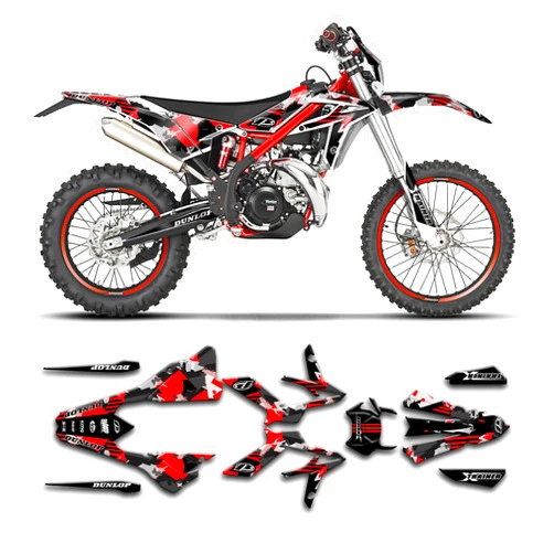 Kungfu Graphics Custom Decal Kit for Beta Dirt Bike Xtrainer 250 300 2020 2021 2022, Black Red, BTXT2022008-KO