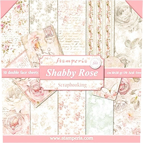 Stamperia Intl Double-Sided Paper Pad-Shabby Rose, 30.5 x 30.5 (12
