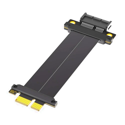 JMT PCI-E 4.0 4X 1X Extension Cable 10CM High Speed 8Gbps/4Gbps with Gold-Plated Connector for 1U 2U Chassis (1X, 180° to 180°,10cm)