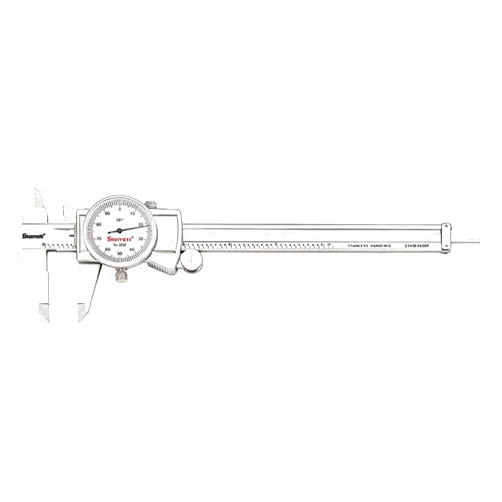 Starrett Dial Caliper with Adjustable Bezel and Fitted Case - White Face, 0-6