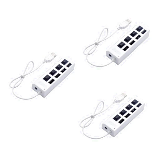 HEMOTON 3pcs 4 USB Hub Computer Splitter White
