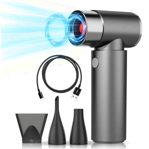 Xoopon Compressed Air Dusters, 4 Speeds Adjustable 180000RPM Electric Air Duster, Rechargeable Turbo Fan with Full Aluminum Body, Air Blower Compressed for Keyboard Computer Cleaning, Car Dry