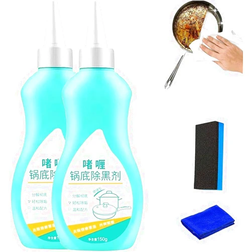 VALFIM Gel Cleaner for Cookware Bottom,Bottom of the Pot Black Scale Cleaner,Kitchen Metal Polishing Cleaner,Stubborn Grease & Grime Remover Bubble Spray (2Pcs)