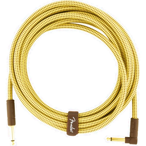Fender Deluxe Series Instrument Cable, Guitar Cable, Guitar Accessories, Straight/Angle, Tweed, 15ft