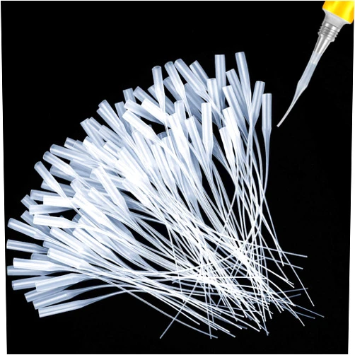 Hsei 200 Pcs Glue Micro-Tips Plastic Glue Bottle Tips Glue Extender Precision Applicator for Crafting, Lab Dispensing, Adhesive Dispensers