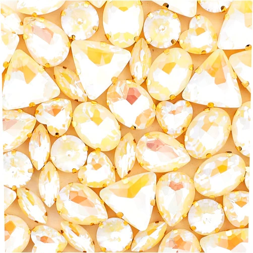 TANOSII Sew on Rhinestones 60 PCS Mixed Shapes Glass Rhinestones Sew on Crystal Gems Mental Flatback with Golden Claw for Jewelry Crafts Clothes Shoes Costume Garment Yellow