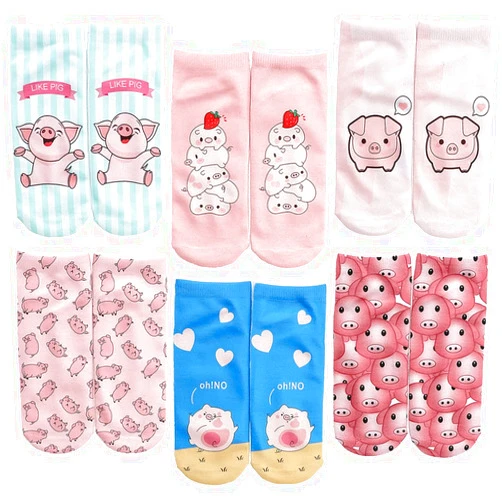 Angelteers Cute Pig Ankle Socks for Kid Girl Boy Young Pig Lover Funny Pig Themed Birthday Gift (Pig)