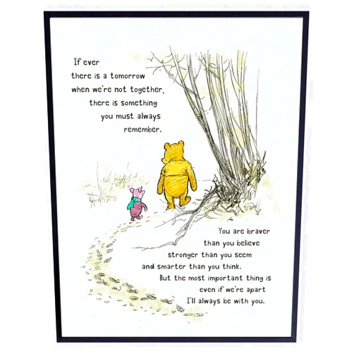 YELLOWBIRD ART & DESIGN Winnie Wall Art - Pooh Kids Room Decor - Boys Room Decor - Little Girls Bedroom Decor - Baby Nursery Decor - Wall Decor for Toddlers - Inspirational Positive Quotes Picture Poster print