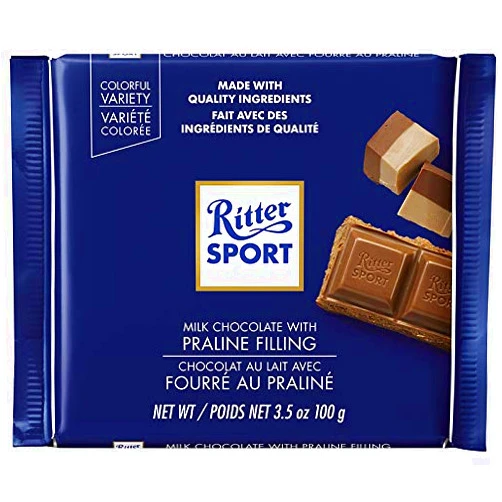 Ritter Sport Milk Chocolate with Nougat (Nugat) Praline 100g/3.52oz (Pack of 2)